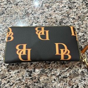 Dooney & Bourke Black Wallet with Orange Accents